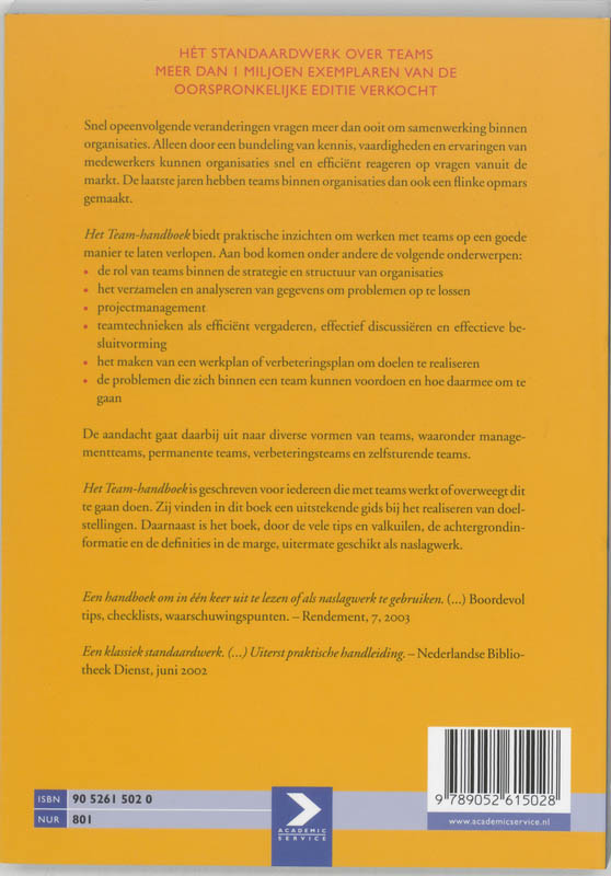 Het Team-handboek achterkant