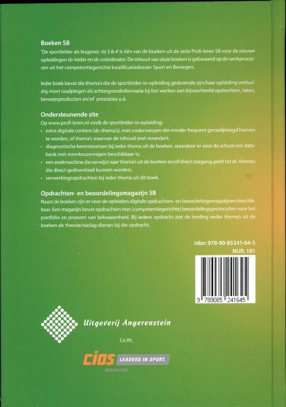 De sportleider als lesgever / SB 3 & 4 / Profi-leren SB achterkant
