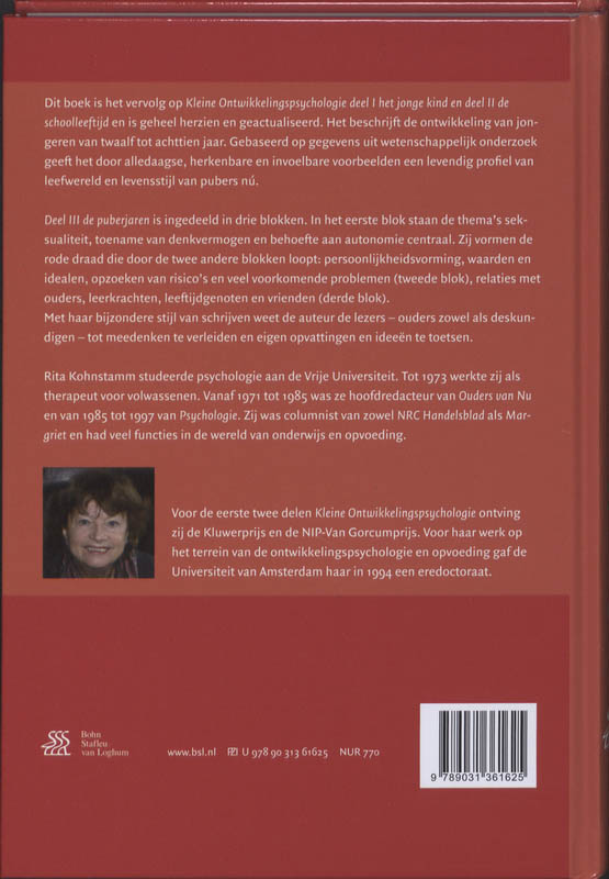 Kleine ontwikkelingspsychologie De puberjaren achterkant