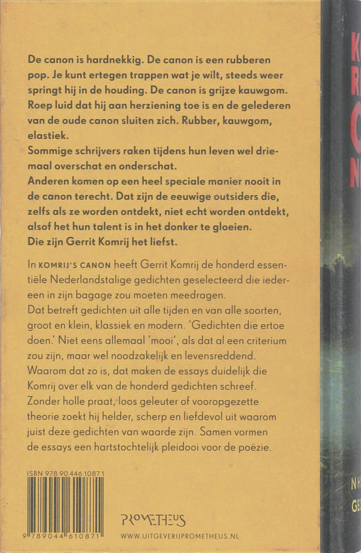 Komrij's Canon achterkant