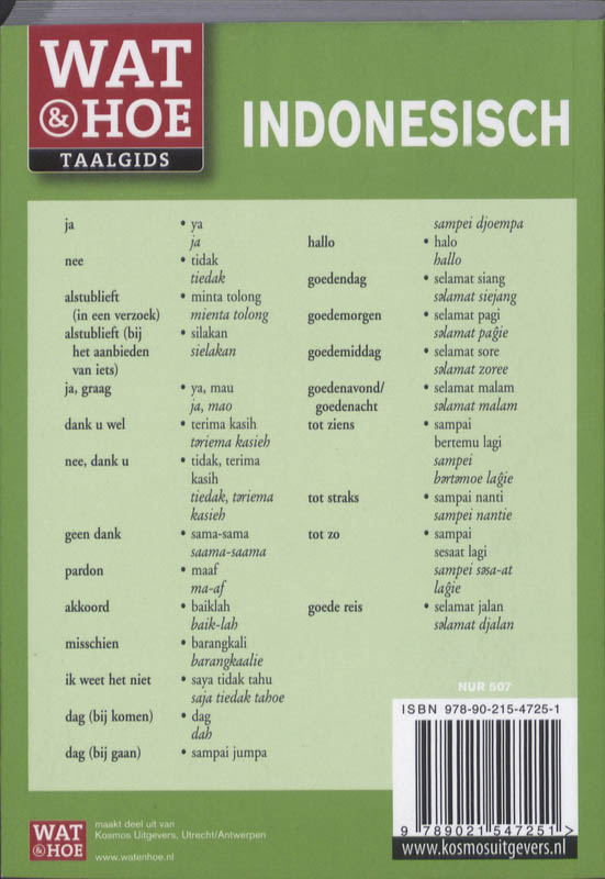 Wat & Hoe taalgids - Indonesisch achterkant