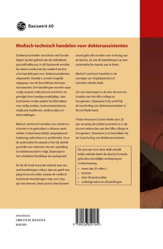 Medisch-technisch handelen voor doktersassistenten / Basiswerk AG achterkant