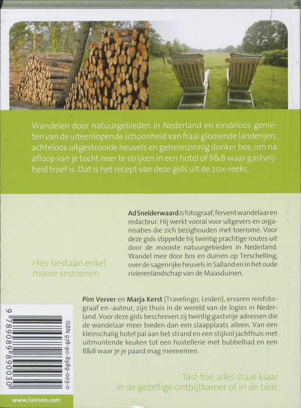 20 x logeren en wandelen in natuurgebieden in Nederland / 20 x gidsen achterkant