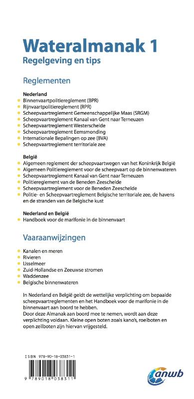 Wateralmanak 1 / 2015-2016 / ANWB wateralmanak achterkant