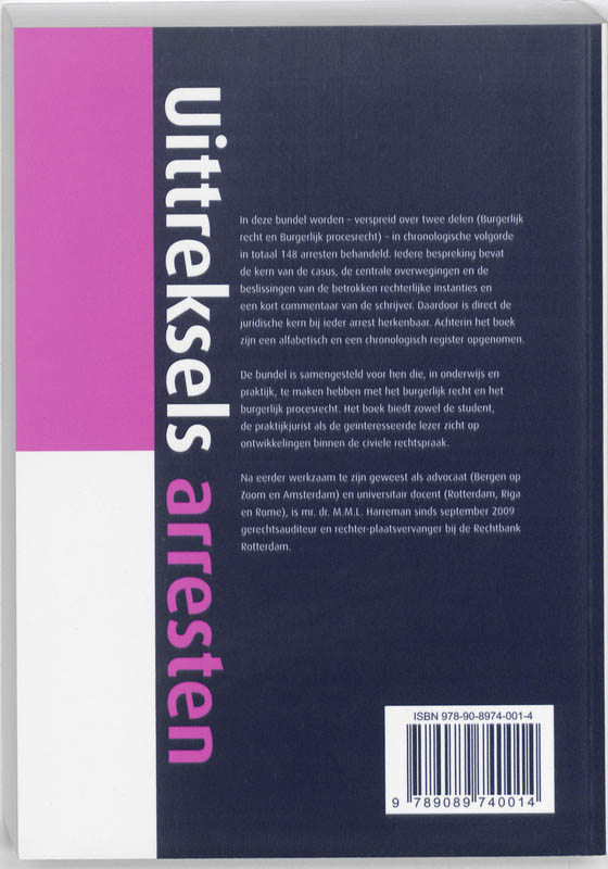 Uittreksels arresten burgerlijk - en burgerlijk procesrecht / Uittreksels arresten achterkant