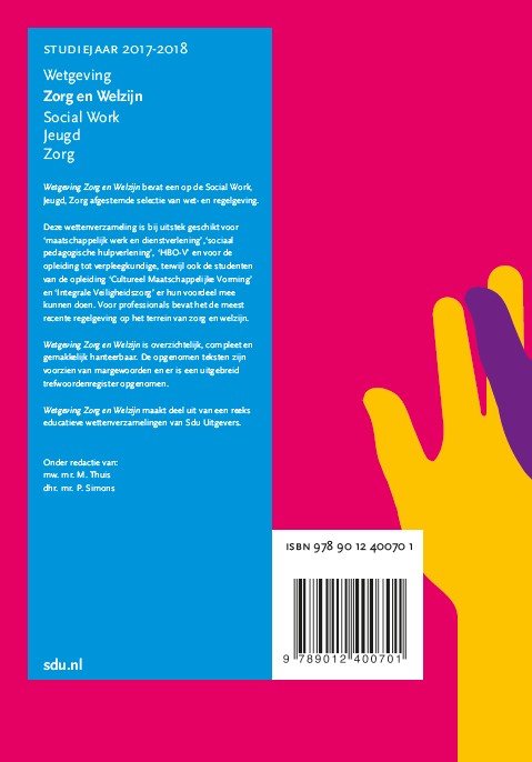 Wetgeving Zorg en welzijn / Studiejaar 2017/2018. / Educatieve wettenverzameling achterkant