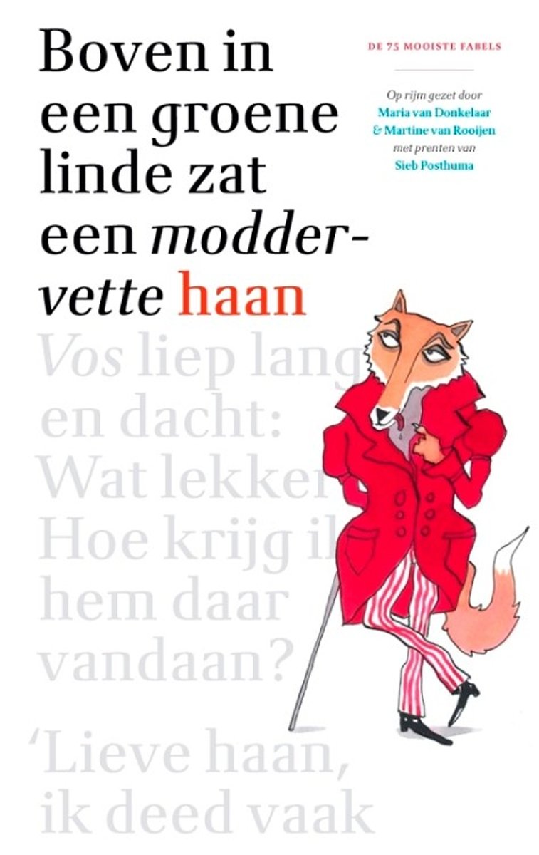 Boven in de groene linde zat een moddervette haan