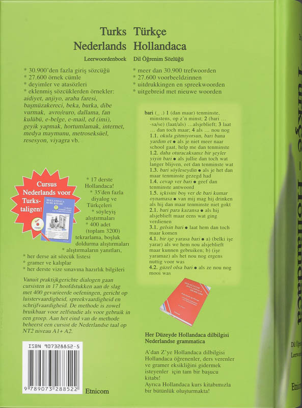 Turks-Nederlands woordenboek achterkant