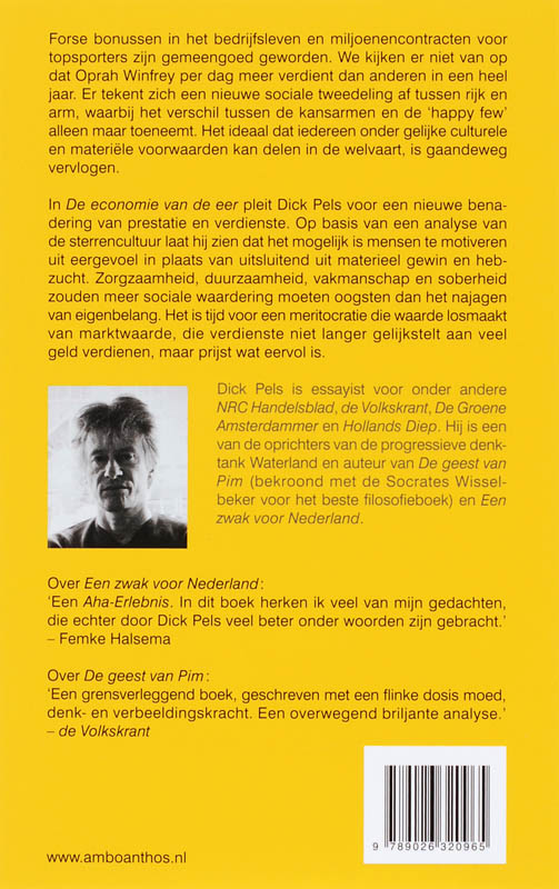 De Economie Van De Eer achterkant