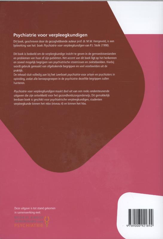 Psychiatrie voor verpleegkundige achterkant