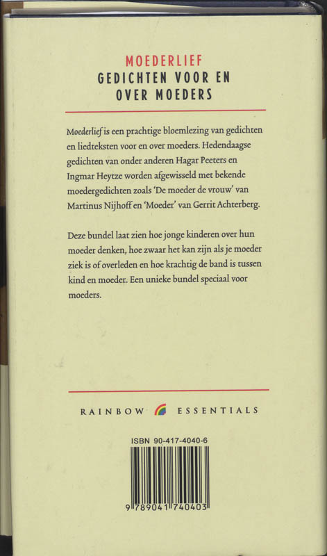 Moederlief / Rainbow essentials achterkant