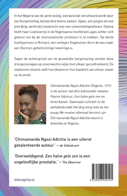 Een halve gele zon achterkant