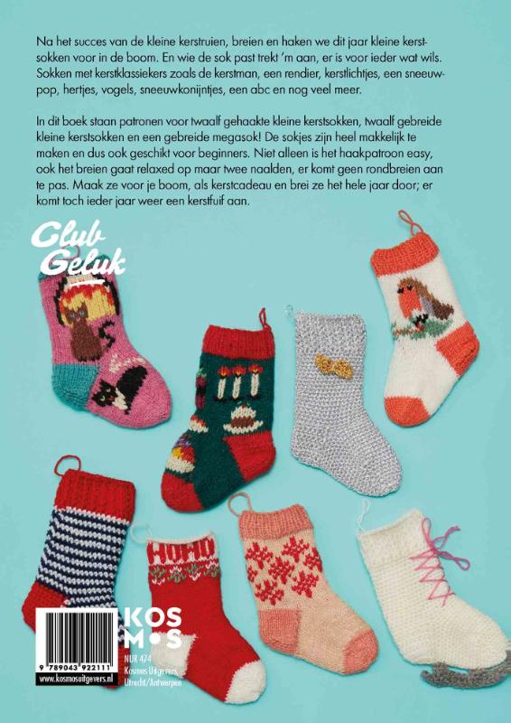 Kerstsokjes breien & haken met Club Geluk achterkant