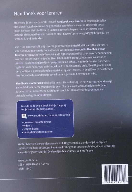 Handboek voor leraren achterkant
