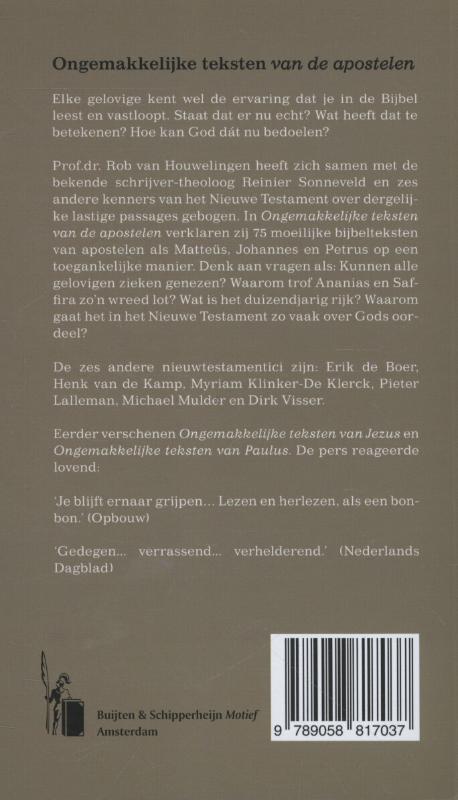 Ongemakkelijke teksten van de apostelen achterkant