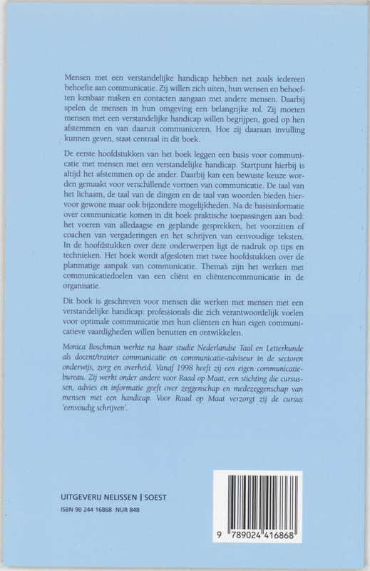 Communiceren met mensen met een verstandelijke handicap / PM-reeks achterkant