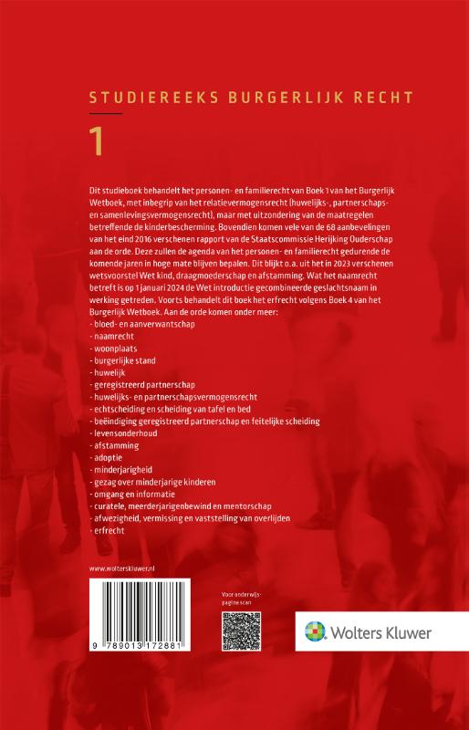 Personen- en familierecht, relatievermogensrecht en erfrecht / Studiereeks burgerlijk recht / 1 achterkant