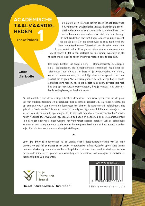 Academische Taalvaardigheden I achterkant