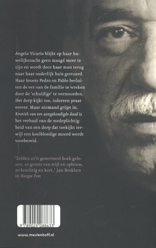 Kroniek van een aangekondigde dood achterkant