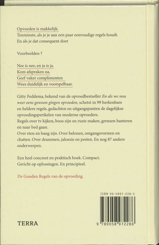 De Gouden Regels van de opvoeding achterkant