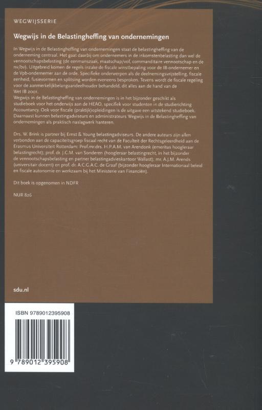 Wegwijs in de belastingheffing van ondernemingen / Wegwijsserie / 6 achterkant