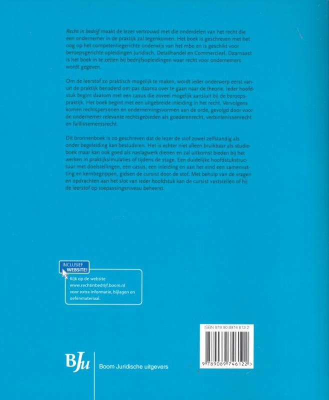 Recht in bedrijf / Bronnenboeken MBO achterkant