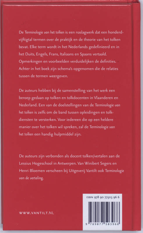 Terminologie van het tolken achterkant