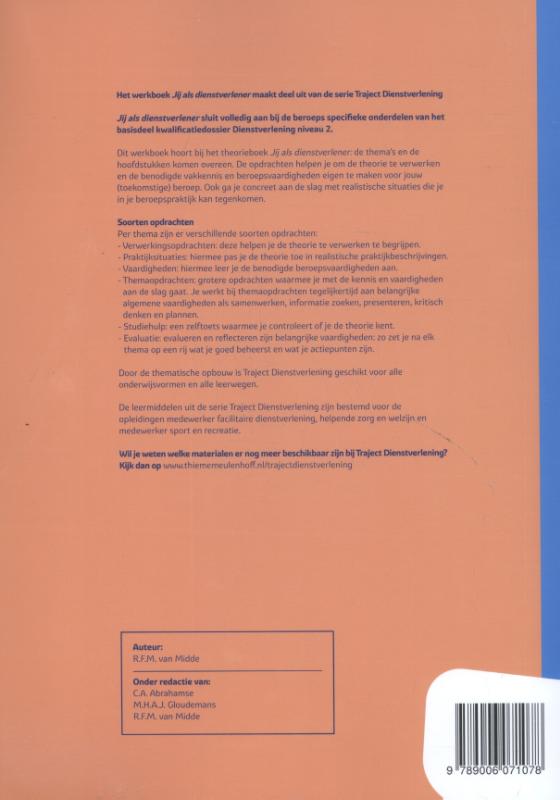 Jij als dienstverlener / werkboek / niveau 2 / Traject Dienstverlening achterkant
