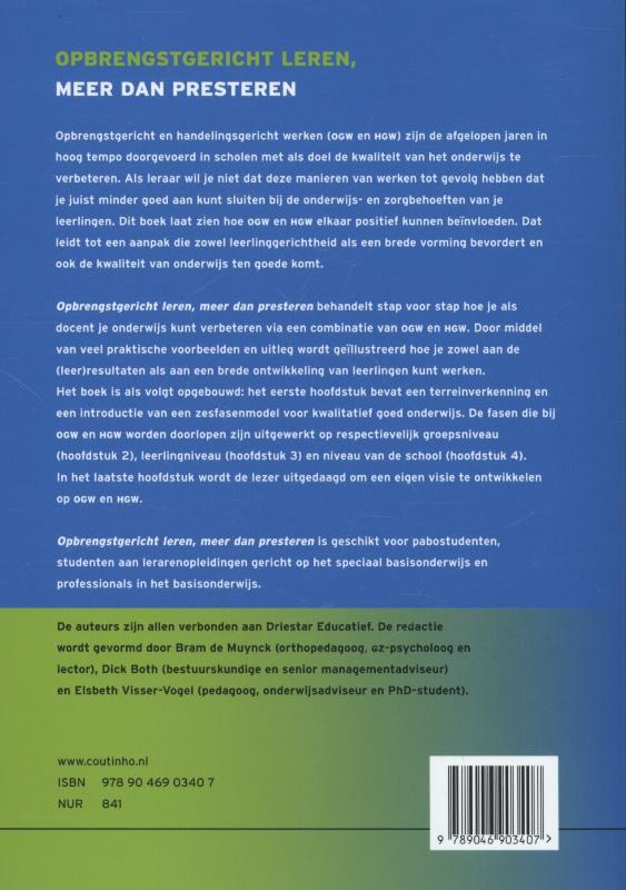 Opbrengstgericht leren, meer dan presteren achterkant