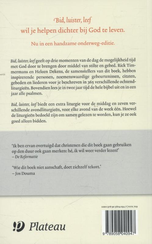 Bid, luister, leef achterkant