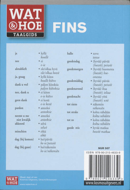 Fins / Wat & Hoe taalgids achterkant