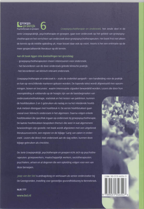 Groepspsychotherapie en onderzoek achterkant