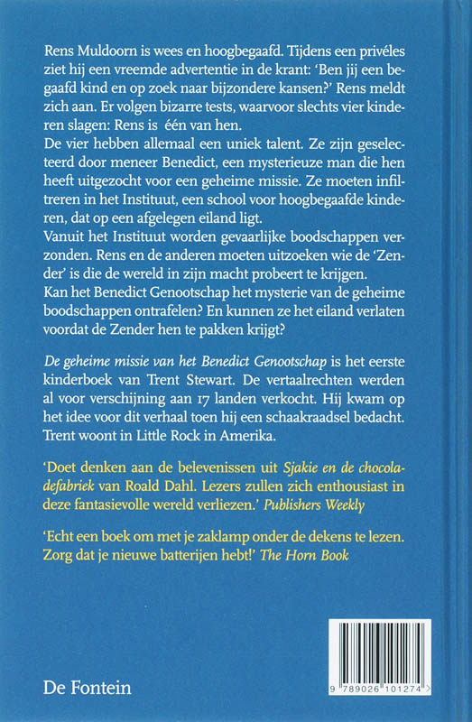 De geheime missie van het Benedict genootschap achterkant