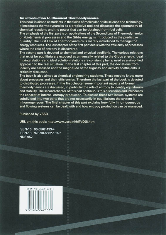 An Introduction to Chemical Thermodynamics achterkant