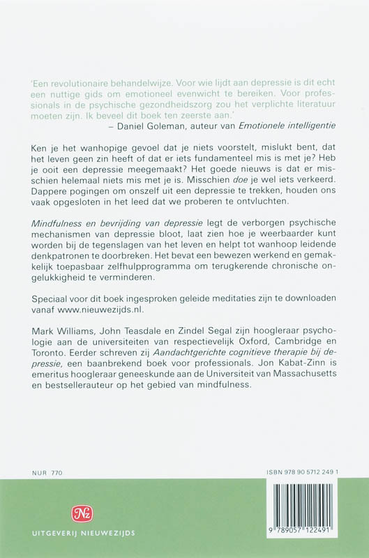 Mindfulness en bevrijding van depressie achterkant
