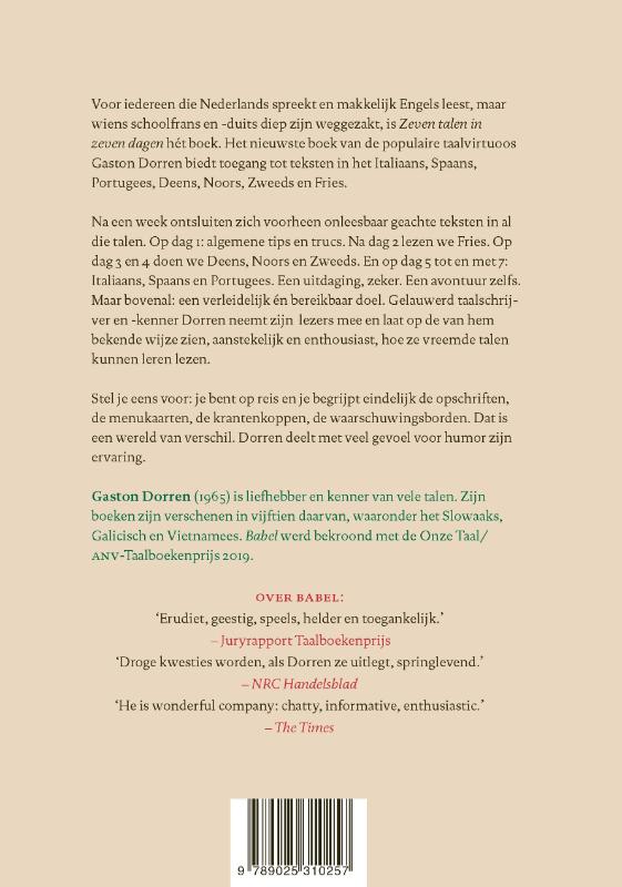 Zeven talen in zeven dagen achterkant