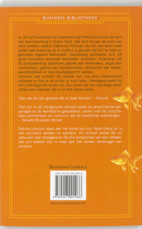 De vijf frustraties van teamwork / Business bibliotheek achterkant