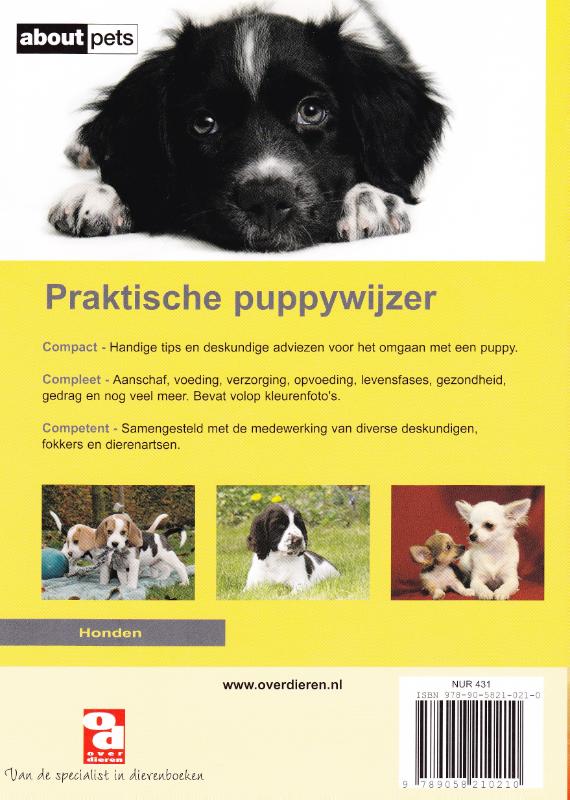 Praktische puppywijzer / Over Dieren achterkant