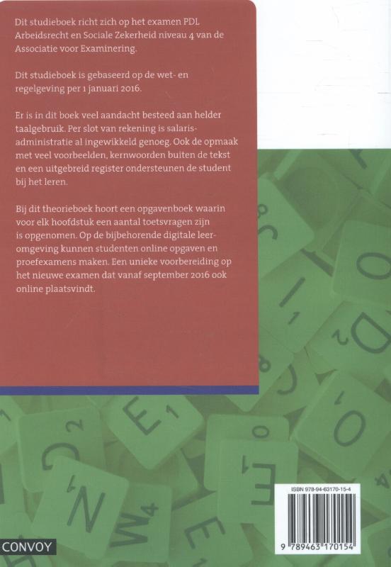 Praktijkdiploma loonadministratie Arbeidsrecht en sociale zekerheid 2016/2017 Theorieboek achterkant
