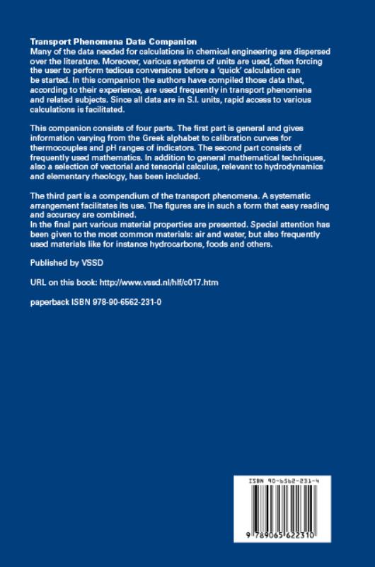 Transport Phenomena Data Companion achterkant
