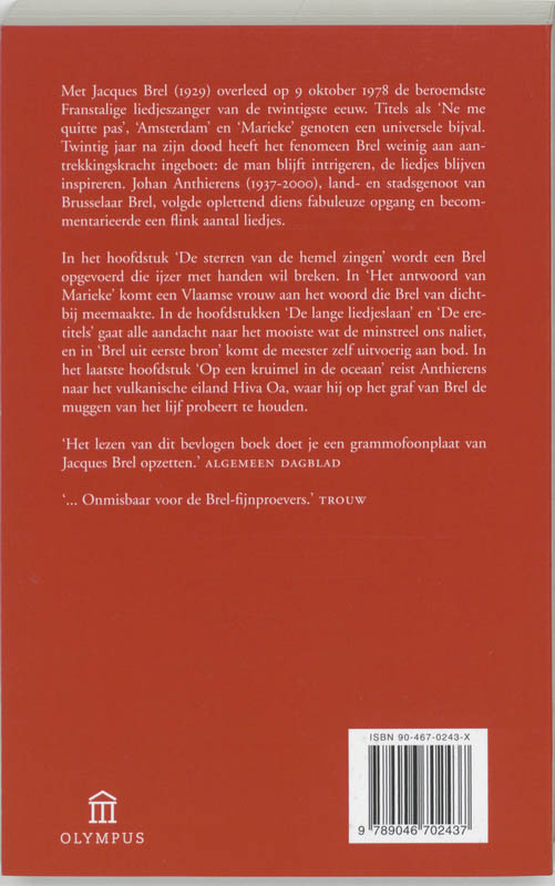Jacques Brel / Olympus achterkant