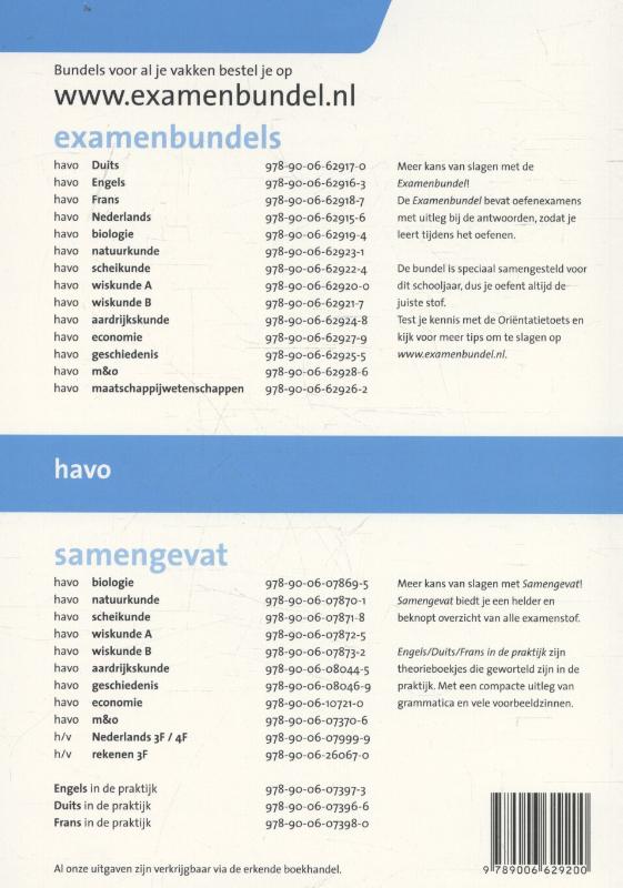Examenbundel havo Wiskunde A 2016/2017 achterkant
