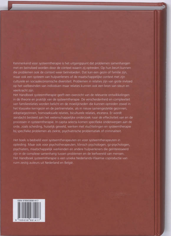 Handboek Systeemtherapie achterkant