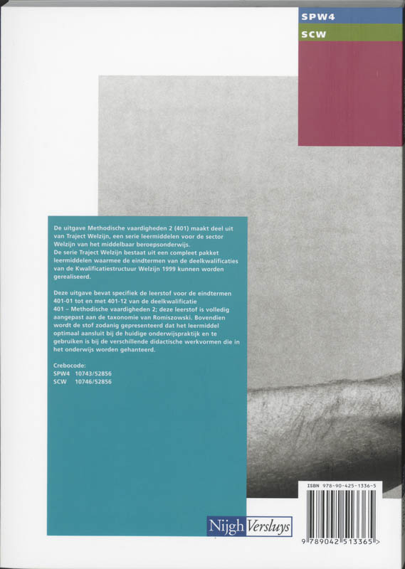 Methodische vaardigheden / 2 401 / Theorieboek / Traject Welzijn achterkant