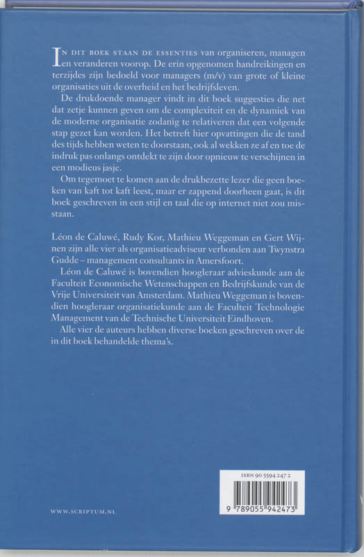 Essenties van organiseren, managen en veranderen achterkant