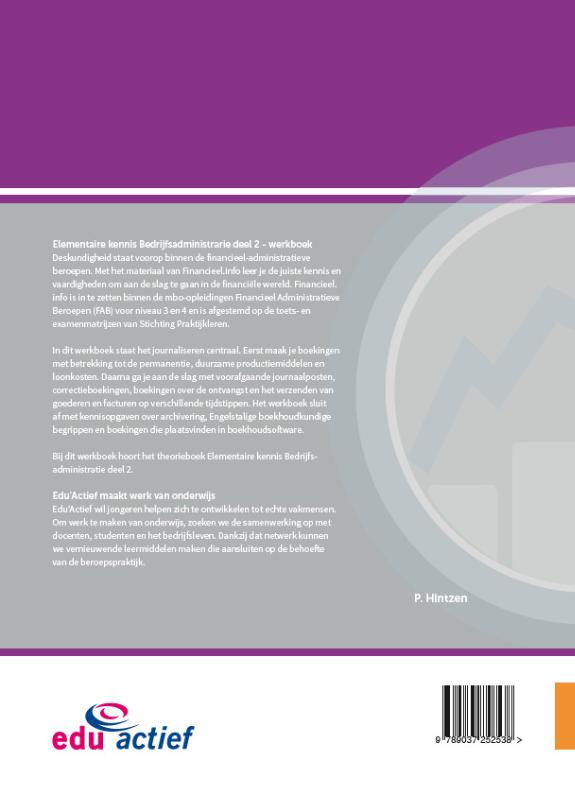 Elementaire kennis Bedrijfsadministratie / 2 / werkboek / Financieel administratieve beroepen achterkant