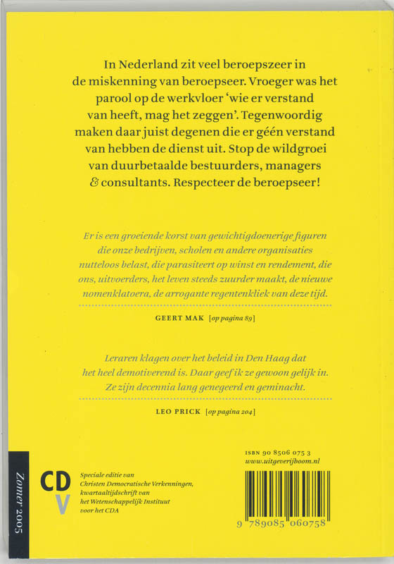 Beroepszeer / Christen Democratische Verkenningen / 2005 achterkant