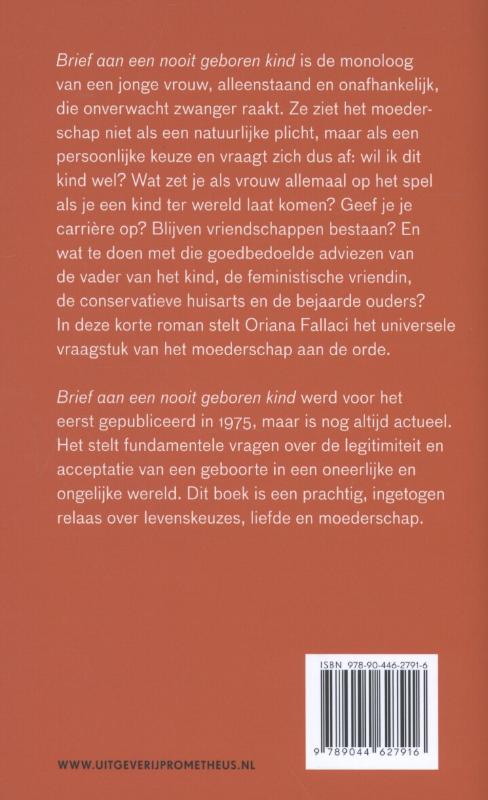Brief aan een nooit geboren kind achterkant