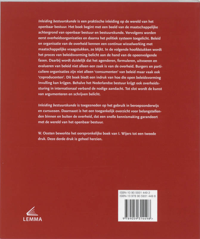 Inleiding bestuurskunde achterkant