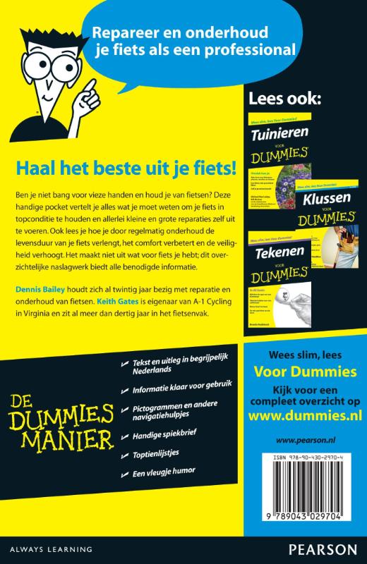 Je fiets repareren en onderhouden voor dummies / Voor Dummies achterkant